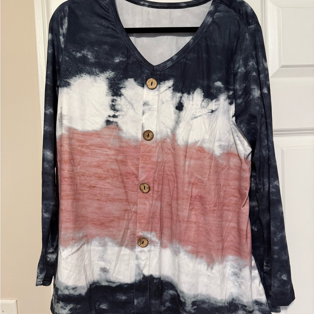 Women's Tie-Dye Button-Up Top